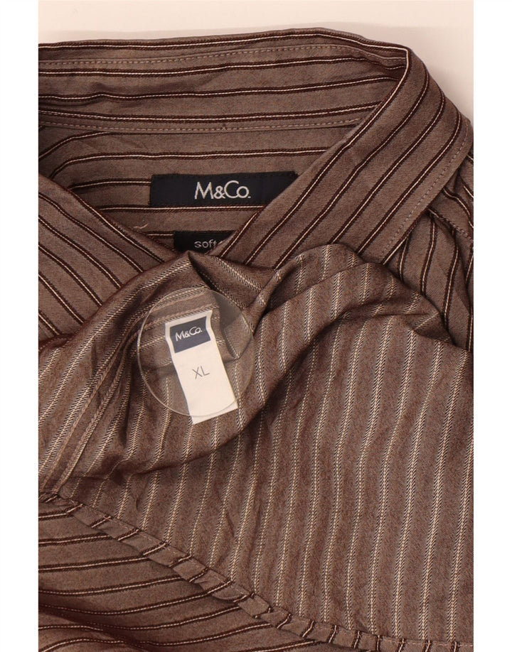 Camicia M&Co Uomo XL Viscosa Rigata Marrone