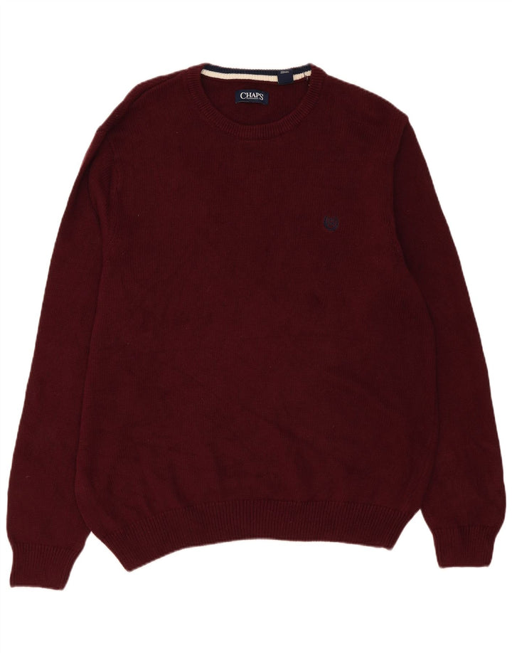 Maglione maglione girocollo da uomo Chaps XL in cotone bordeaux