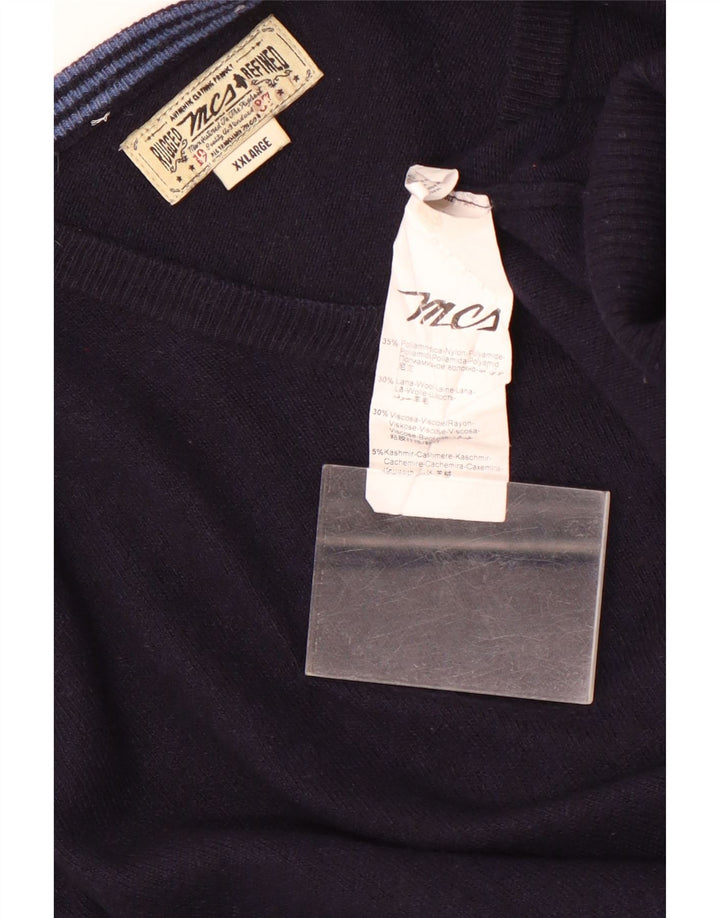 Marlboro Classics Maglione da uomo con scollo a V 2XL Blu navy in poliammide
