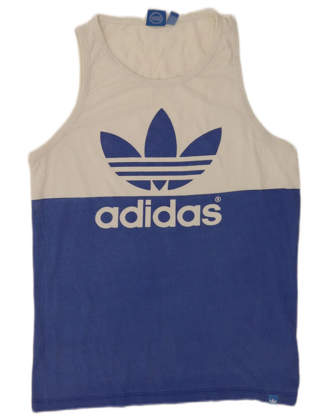 Canotta grafica da uomo Adidas, top in cotone color block bianco medio