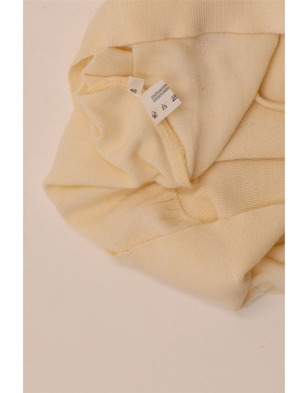 Maglione maglione vintage da uomo con collo alto IT 48 poliacrilico bianco sporco medio