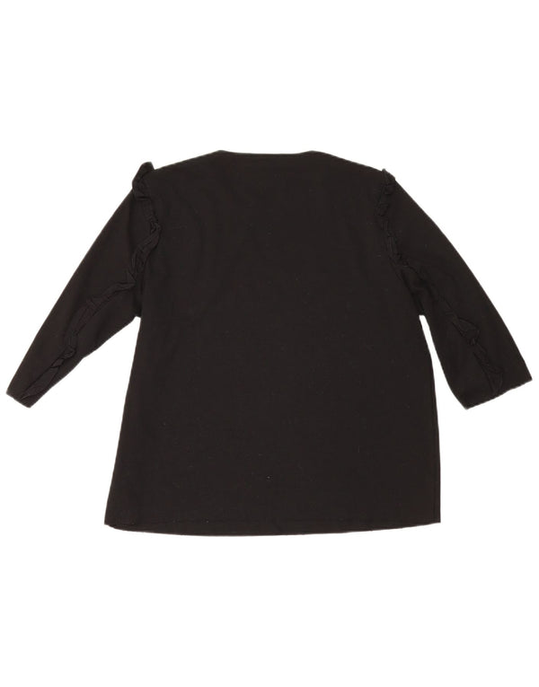 Top Zara da donna manica 3/4 UK 16 grande cotone nero