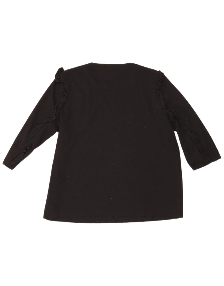 Top Zara da donna manica 3/4 UK 16 grande cotone nero