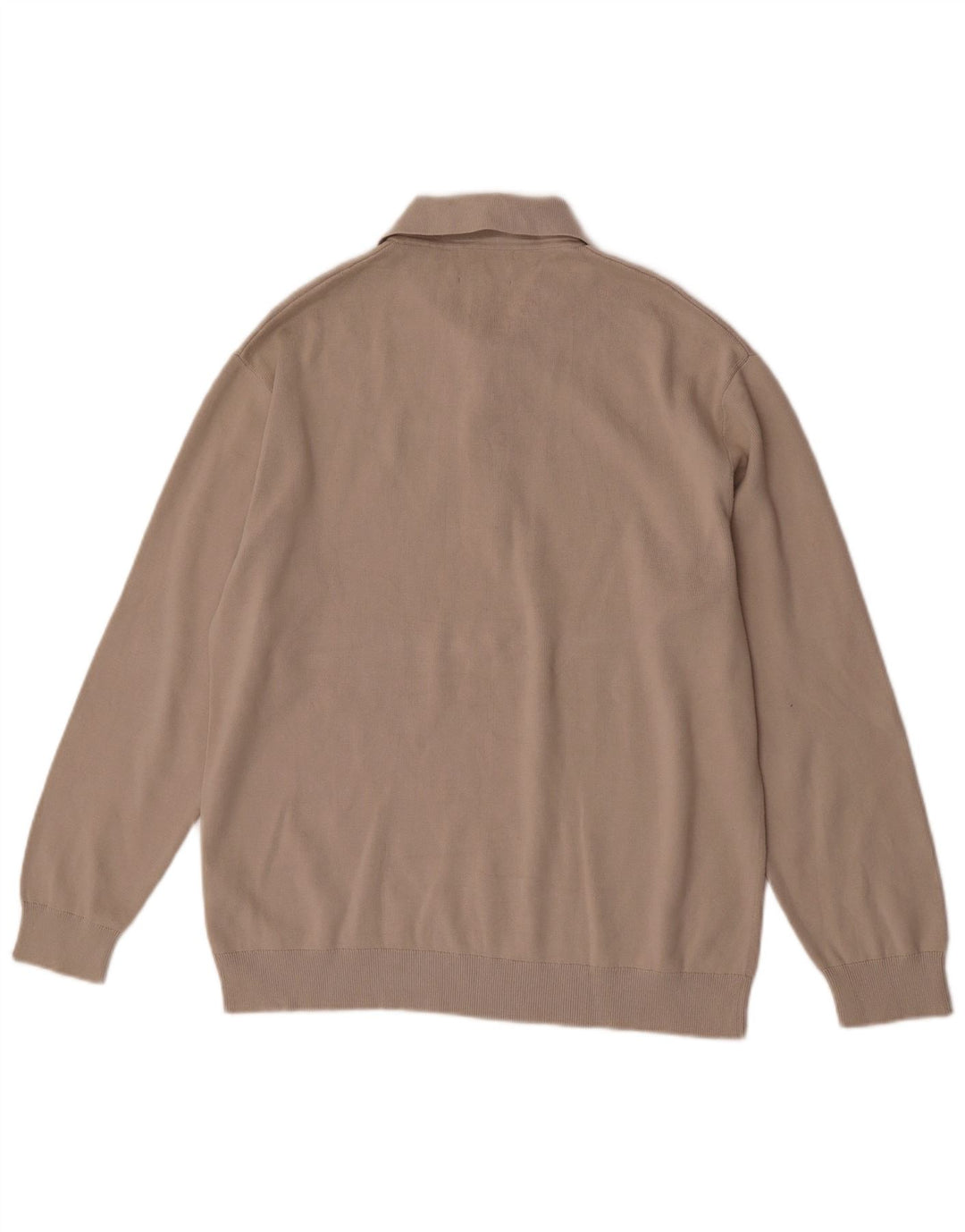 Maglione da uomo rilassato con collo a polo, cotone beige medio