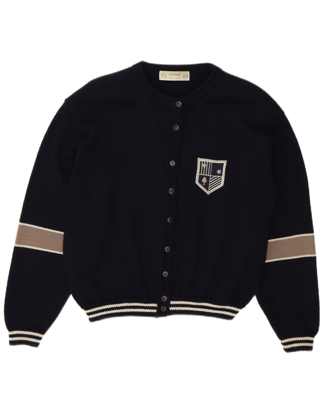 Maglione cardigan da donna St Michael UK 16/18 Large Blu Navy Colourblock