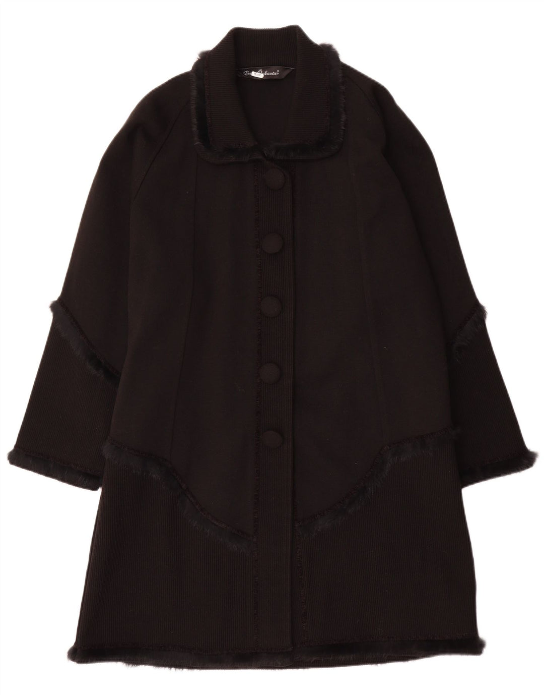 Cappotto vintage da donna in maglia UK 16 grande classico nero