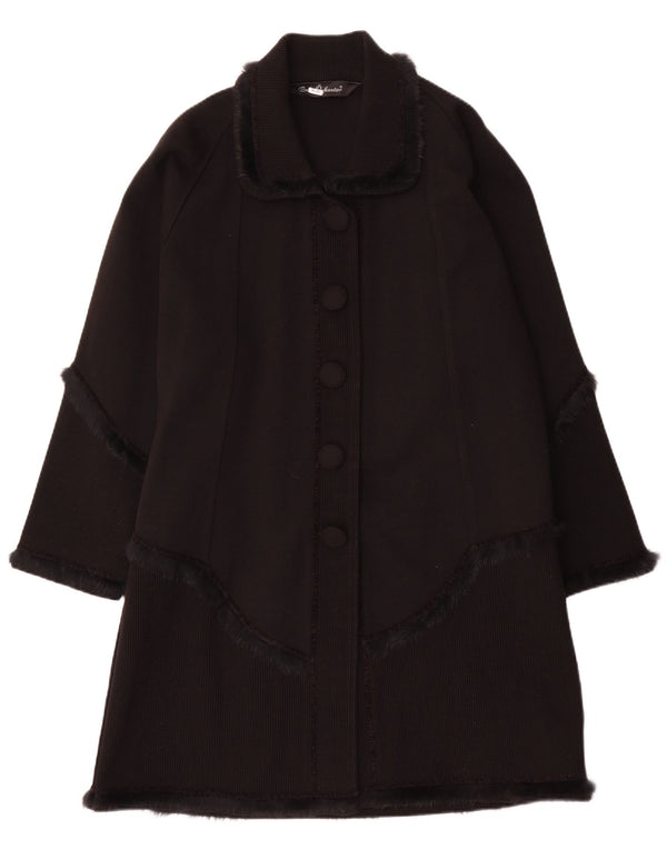 Cappotto vintage da donna in maglia UK 16 grande classico nero