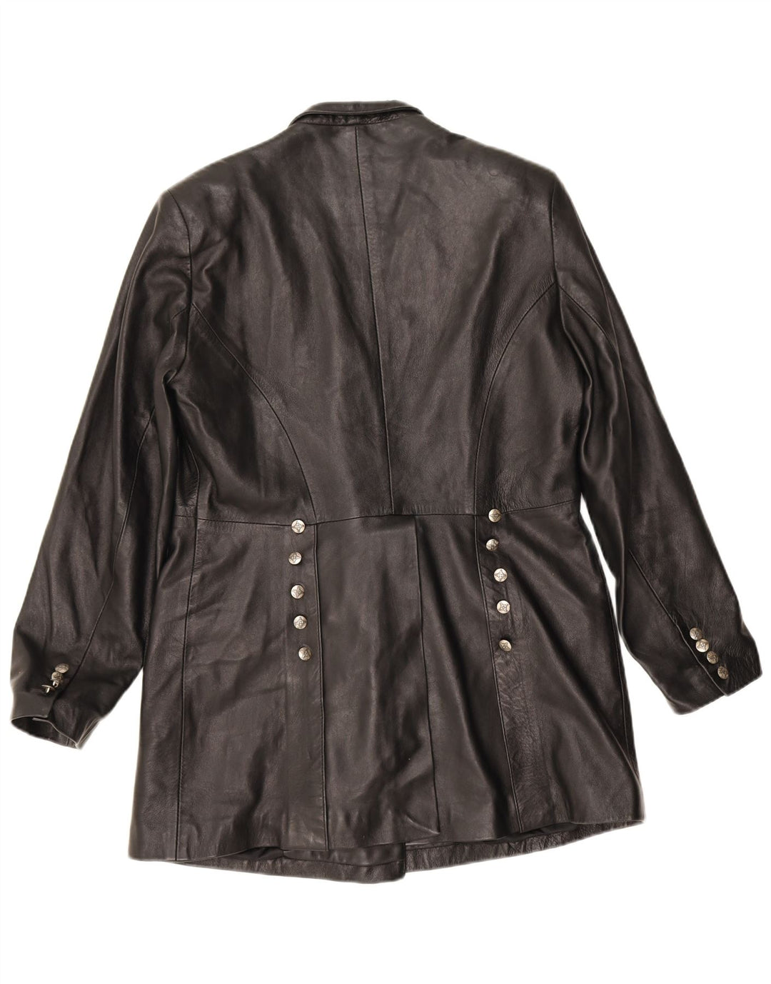Cappotto in pelle vintage da donna UK 18 XL in pelle nera