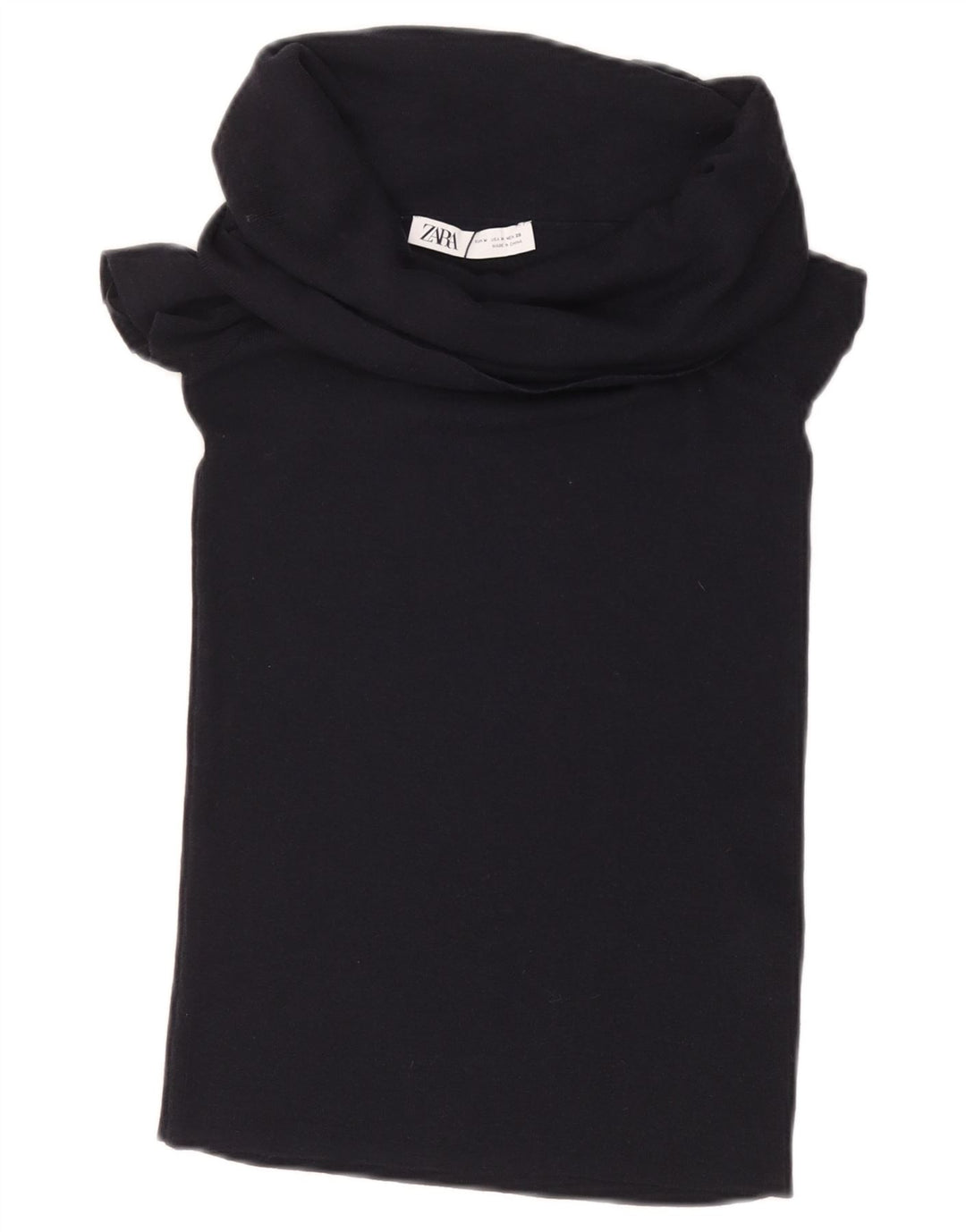 ZARA Camicetta Corta da Donna Top UK 12 Viscosa Nera Media