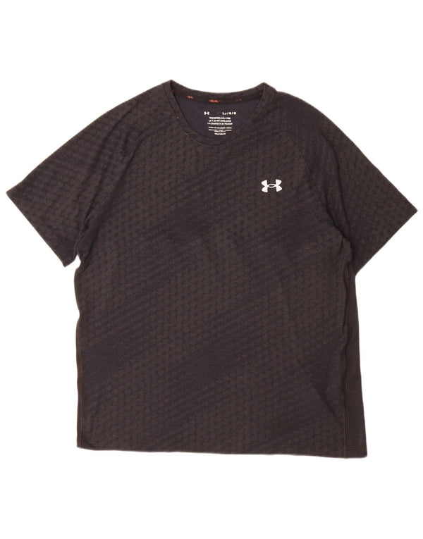 T-shirt grafica da uomo Under Armour Heat Gear Top grande nero geometrico