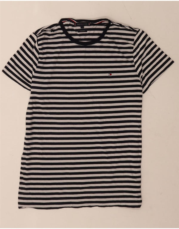 Tommy Hilfiger T-shirt extra slim da uomo Top Large in cotone a righe blu navy