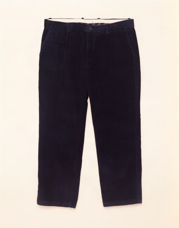 Pantaloni dritti in velluto a coste da uomo Marks & Spencer W38 L29 cotone blu navy
