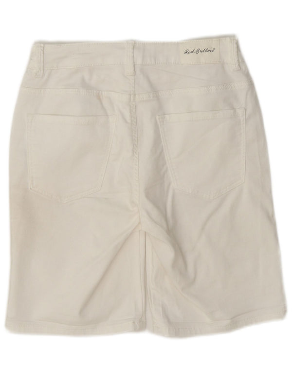 Pantaloncini casual da donna con bottone rosso EU 36 Small W27 Cotone bianco
