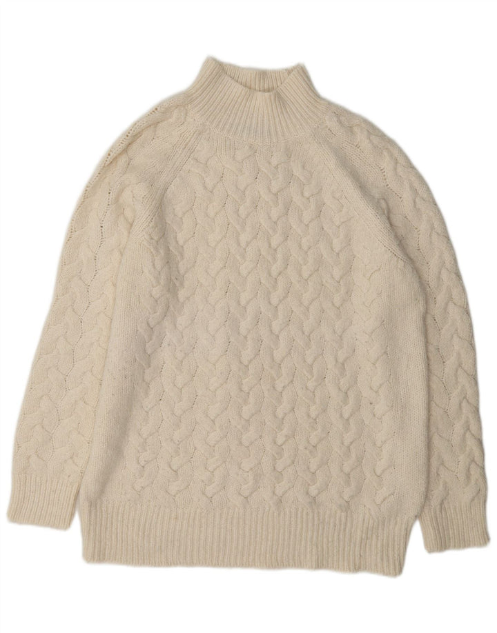 Maglione maglione collo alto da donna Marks & Spencer UK 14 medio bianco sporco Cl