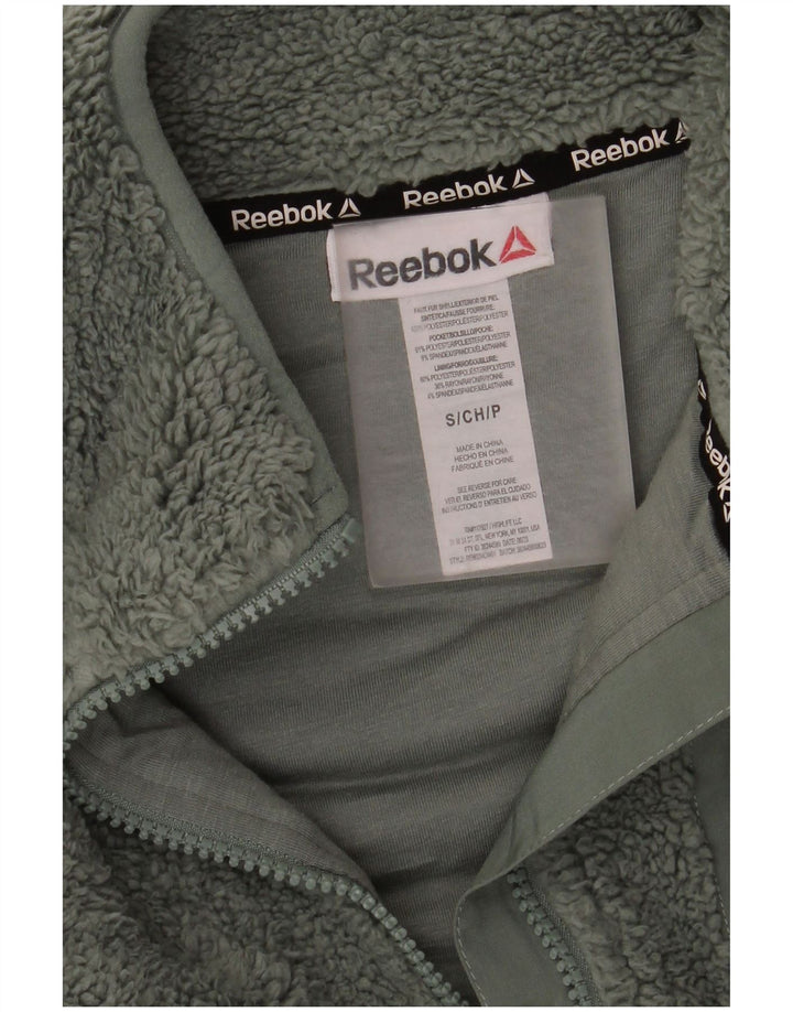 Giacca in pile oversize da donna Reebok UK 10 Small Verde Poliestere