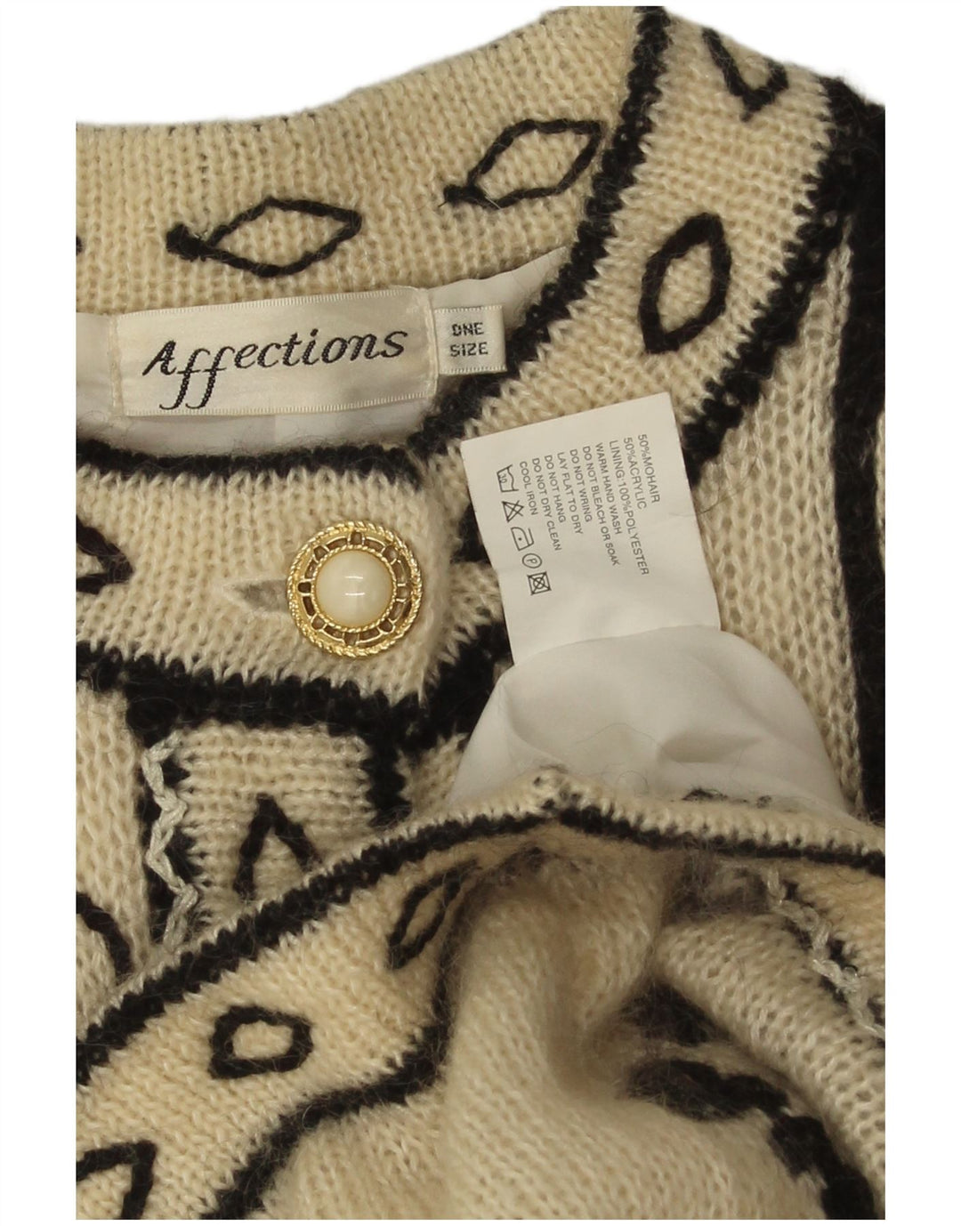 Affections Maglione cardigan lungo da donna Taglia unica Floreale bianco sporco