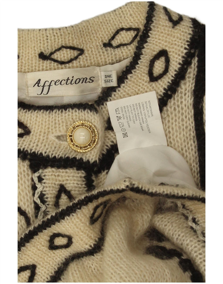 Affections Maglione cardigan lungo da donna Taglia unica Floreale bianco sporco