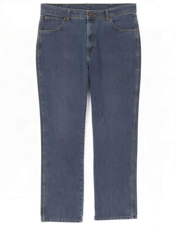 Jeans dritti da uomo Wrangler vestibilità regolare W38 L32 cotone blu
