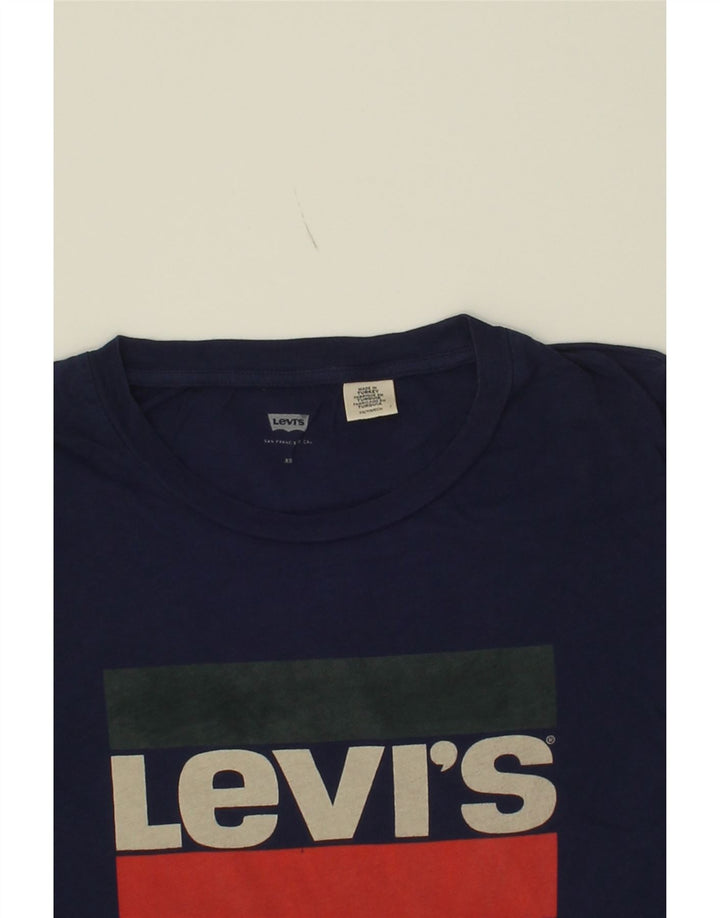 LEVI'S Womens Graphic T-Shirt Top XS Navy Blue Vintage Levi's and Second-Hand Levi's from Messina Hembry 