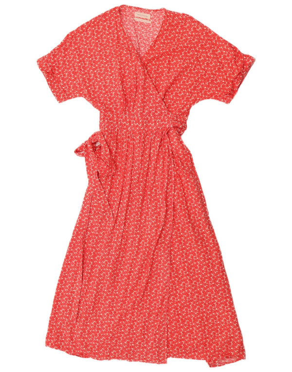 Abito avvolgente da donna Urban Outfitters UK 10 Piccolo viscosa floreale rossa