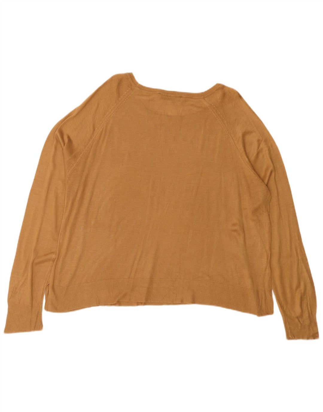 ZARA Maglione da Donna Oversize con Scollo a Barca UK 16 Large Marrone