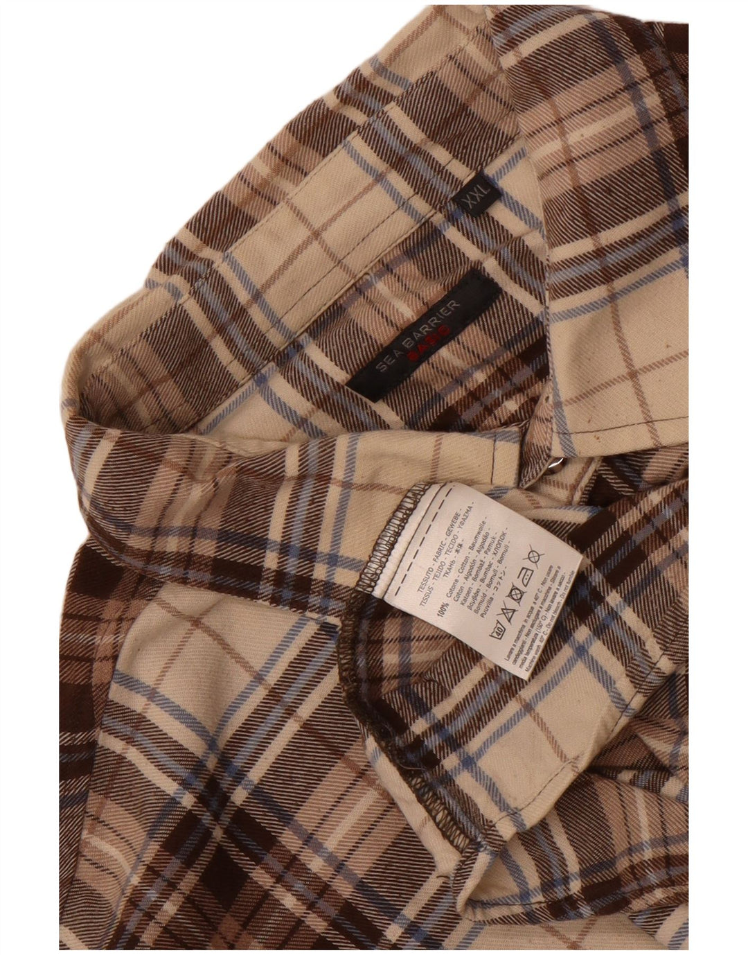 Camicia in flanella da uomo Sea Barrier 2XL Cotone a quadri beige