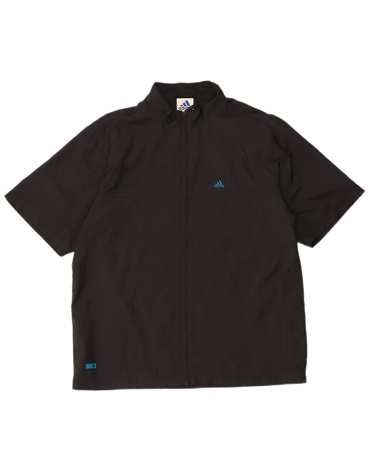 Giacca da ginnastica da uomo a maniche corte Adidas piccola in poliestere nero