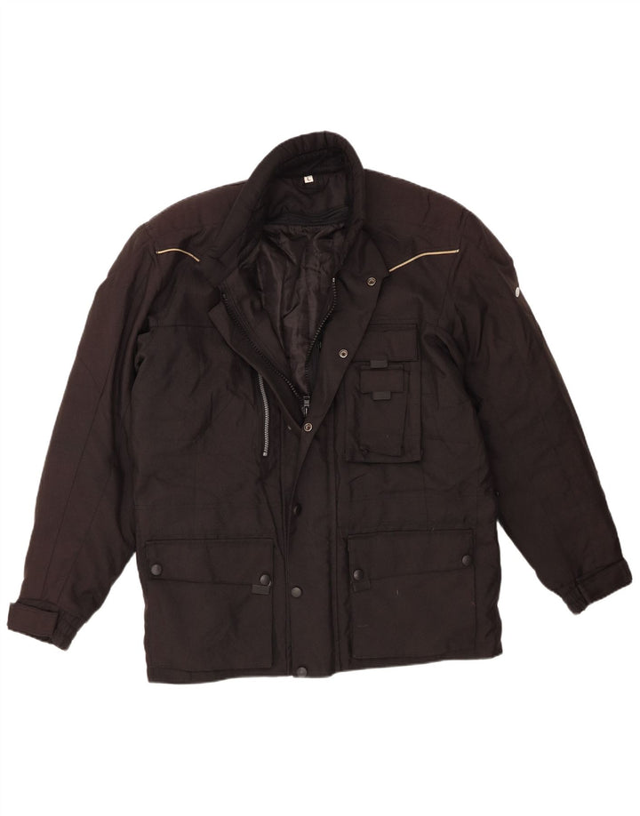 Giacca da pilota vintage da uomo UK 40 grande in poliestere nero