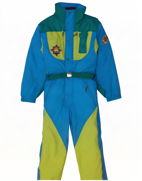 Tuta da sci vintage da uomo IT 48 Nylon color block blu medio