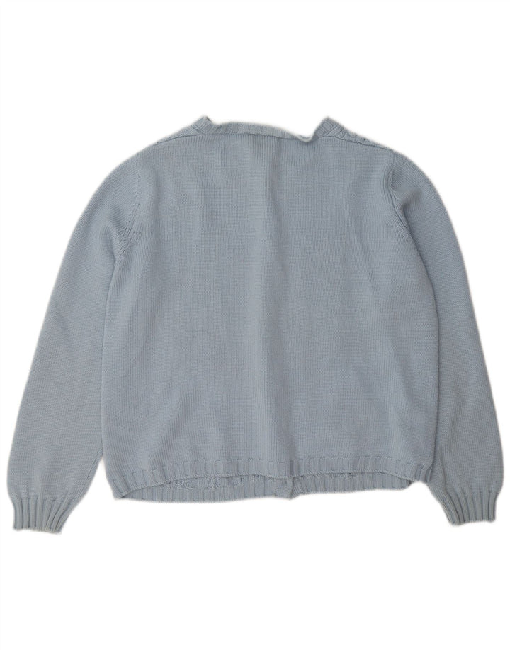 Luisa Spagnoli maglione cardigan da donna UK 16 grande lana blu