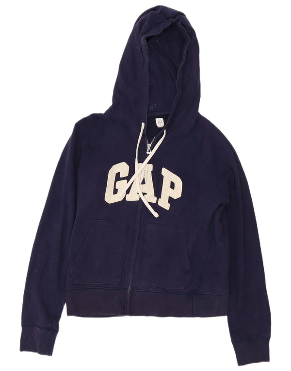 Maglione con cappuccio e zip grafica da donna Gap UK 14 Cotone medio blu navy
