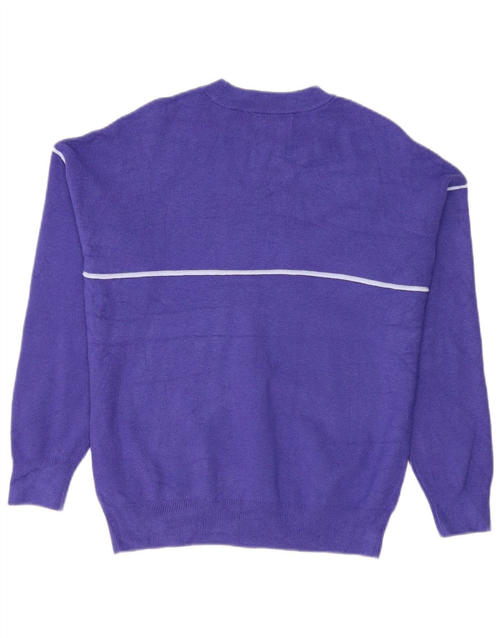 Maglione maglione girocollo da donna Marks & Spencer UK 14 Viscosa blu medio