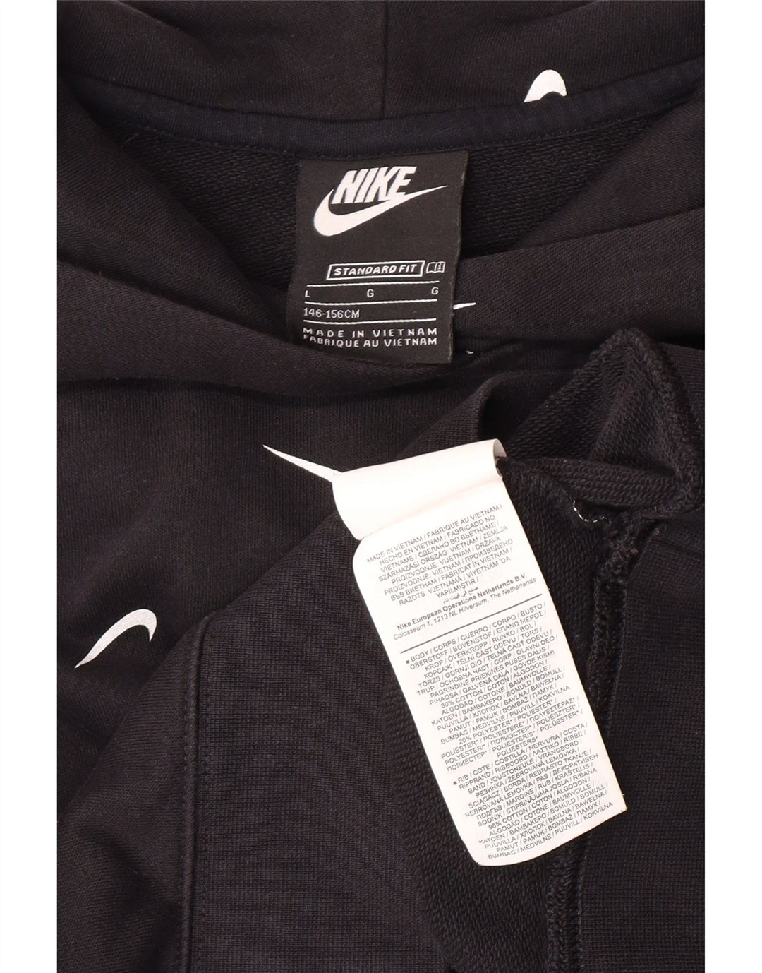 Felpa con cappuccio grafica NIKE standard per ragazze, 12-13 anni, grande, nera