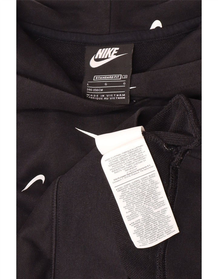 Felpa con cappuccio grafica NIKE standard per ragazze, 12-13 anni, grande, nera