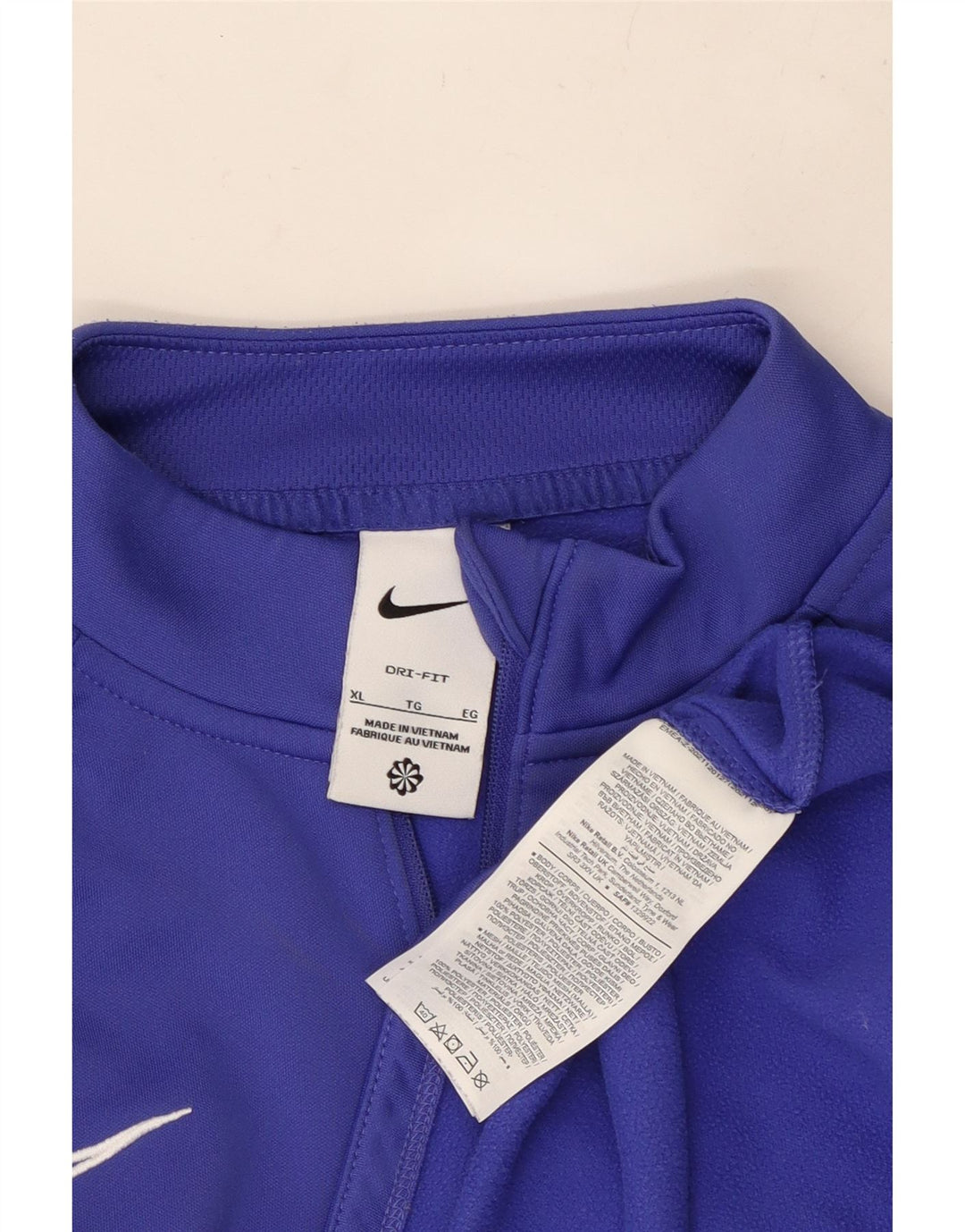 NIKE Top da tuta pullover con zip e collo Dri Fit da uomo XL blu poliestere