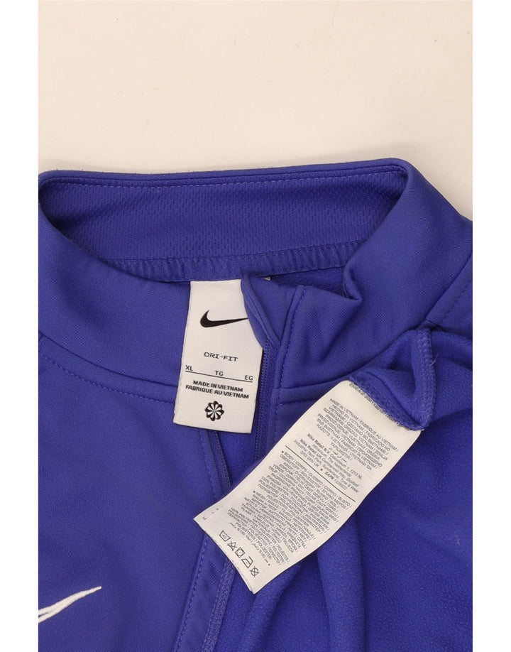 NIKE Top da tuta pullover con zip e collo Dri Fit da uomo XL blu poliestere
