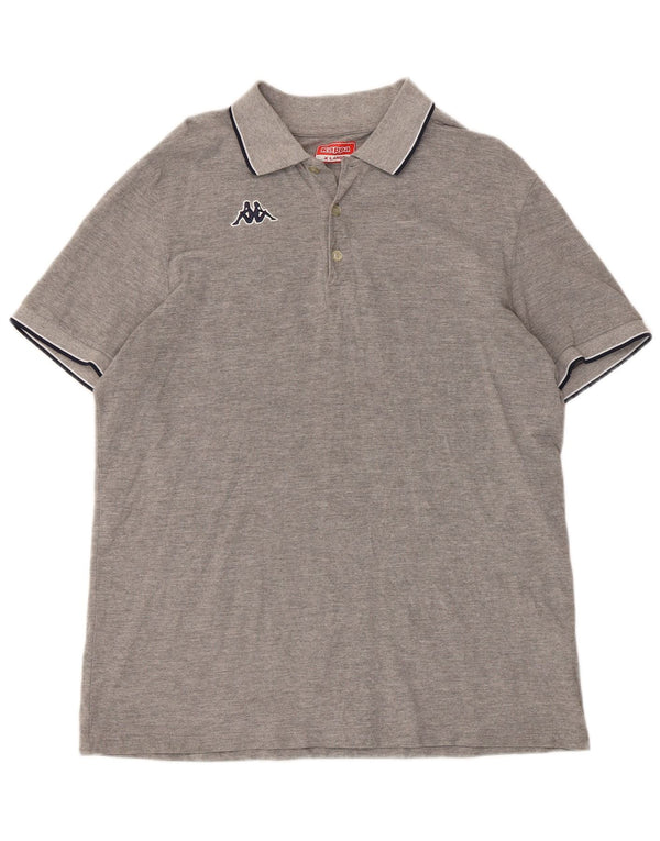 Polo Kappa Uomo XL Cotone Rigato Grigio