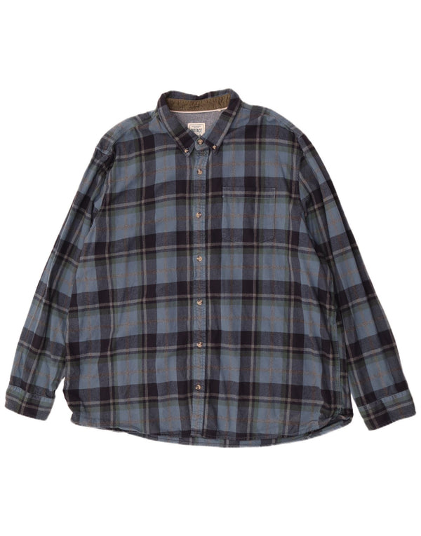 Fat Face Camicia da uomo in flanella vestibilità regolare 4XL Cotone a quadri blu navy