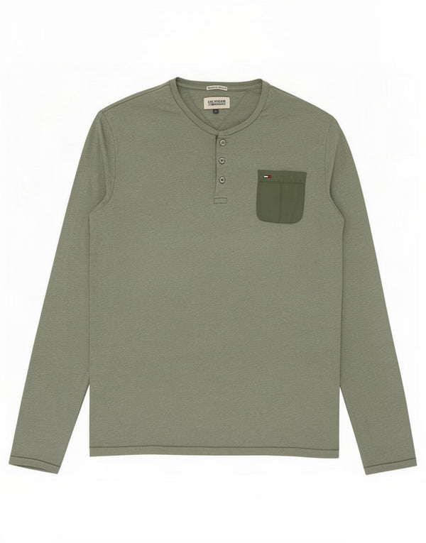 Tommy Hilfiger Top da uomo a maniche lunghe in cotone chiazzato grigio grande