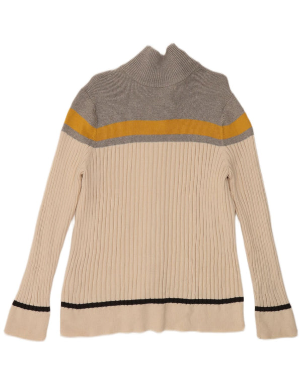 Maglione cardigan da donna Eddie Bauer UK 20 2XL Cotone color block beige