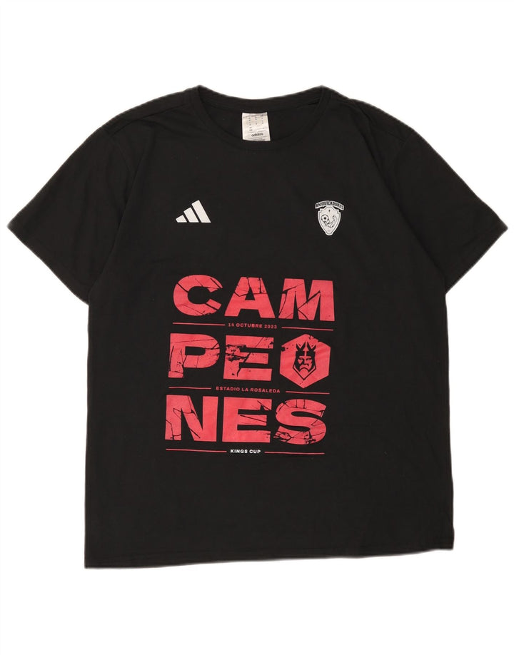 T-shirt grafica da uomo Adidas Top in poliestere nero medio