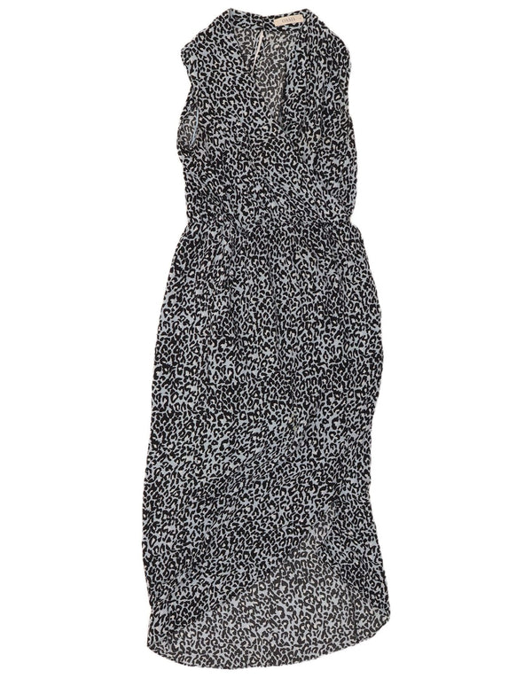 Abito lungo senza maniche da donna OASIS UK 10 Piccolo poliestere con stampa animalier blu