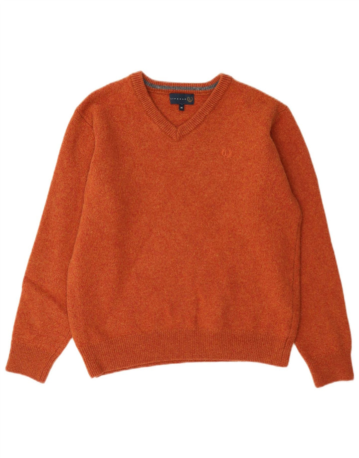 Maglione maglione con scollo a V da donna Lincoln UK 14 Lana arancione medio