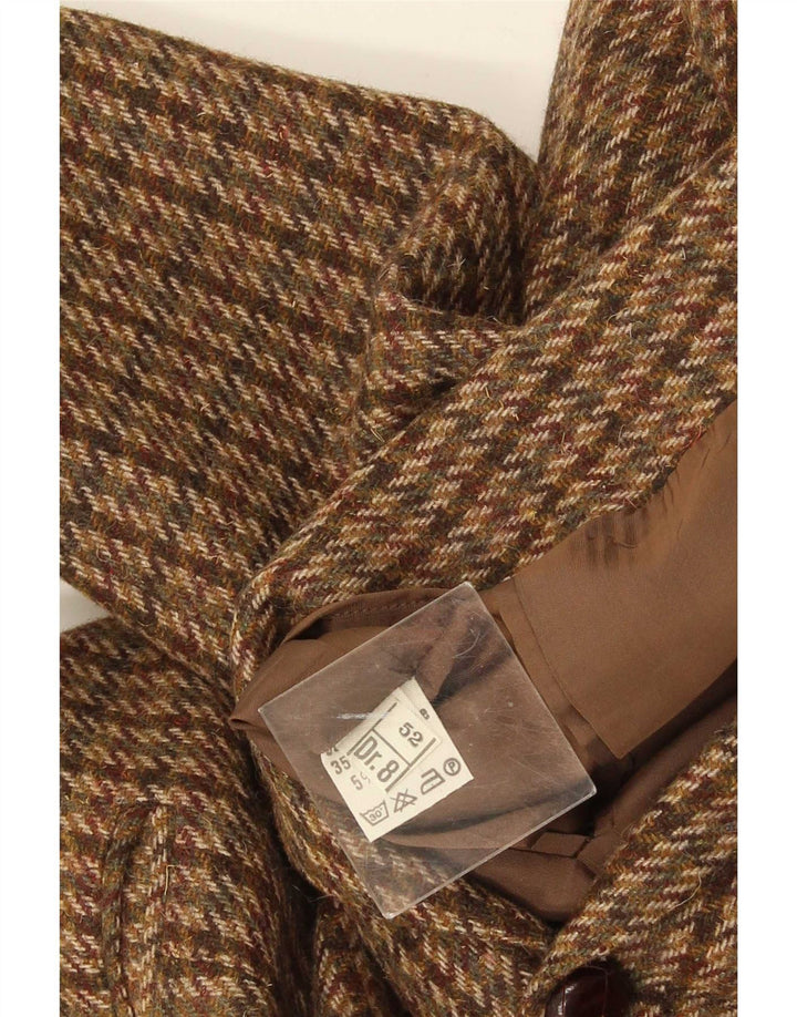 Giacca blazer vintage da uomo a 2 bottoni IT 52 XL lana pied de poule marrone