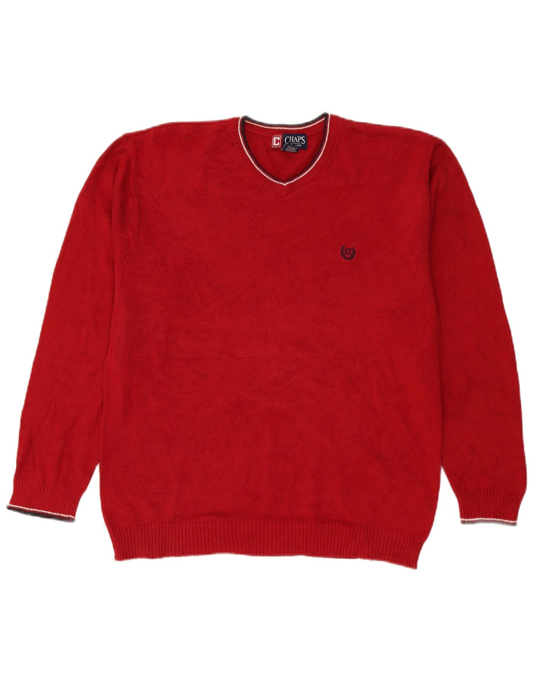 Maglione da uomo con scollo a V Chaps in cotone rosso medio