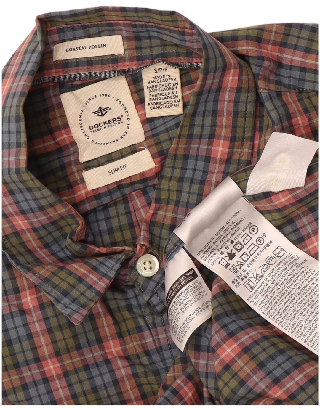 DOCKERS Camicia slim fit da uomo in cotone a quadri piccoli multicolore