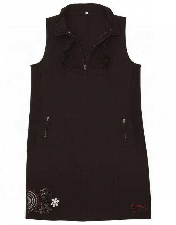Desigual Abito camicia senza maniche con grafica da donna EU 44 XL Nero Cotone