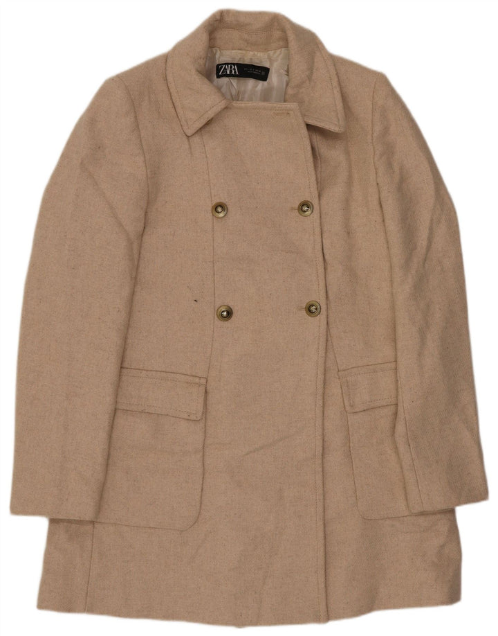 Cappotto doppiopetto da donna Zara UK 10 piccolo in lana beige