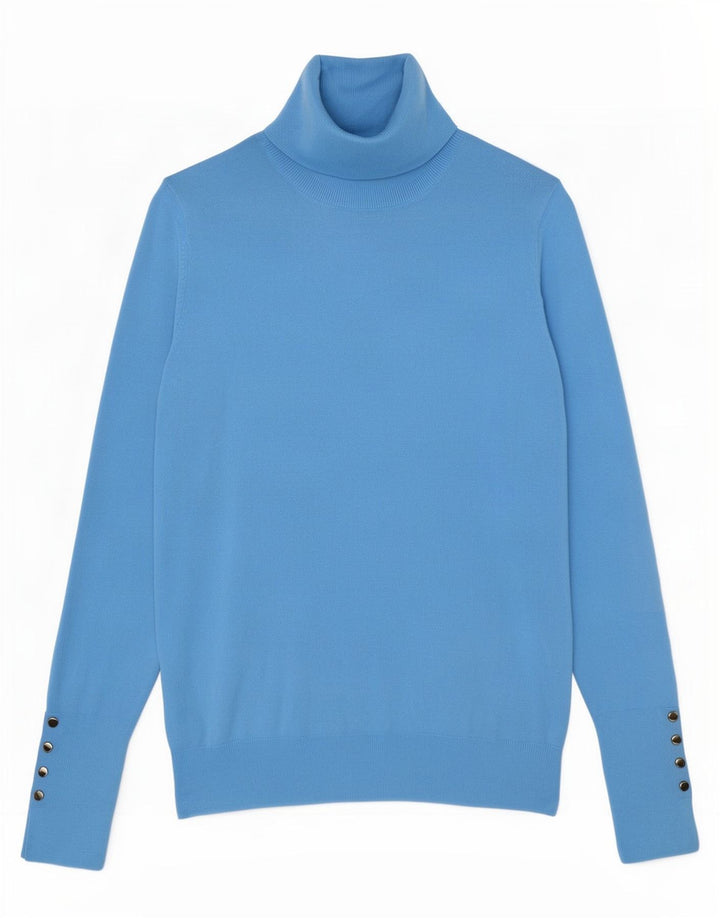 Maglione maglione collo alto da donna Zara UK 12 viscosa blu medio