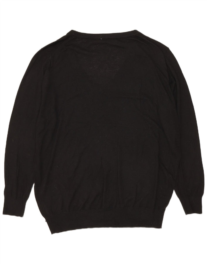 Maglione oversize con scollo a V da donna Zara UK 14 modal nero medio
